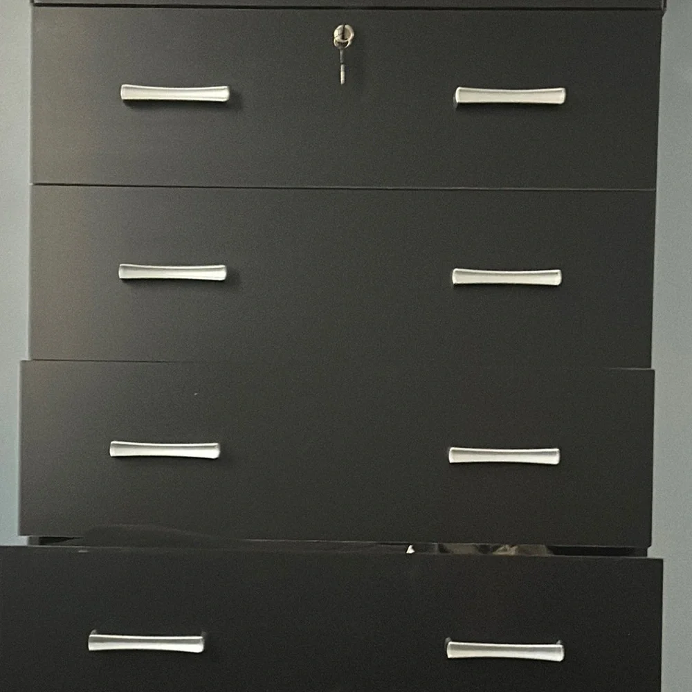 Black 4-Drawer Dresser with Silver Handles